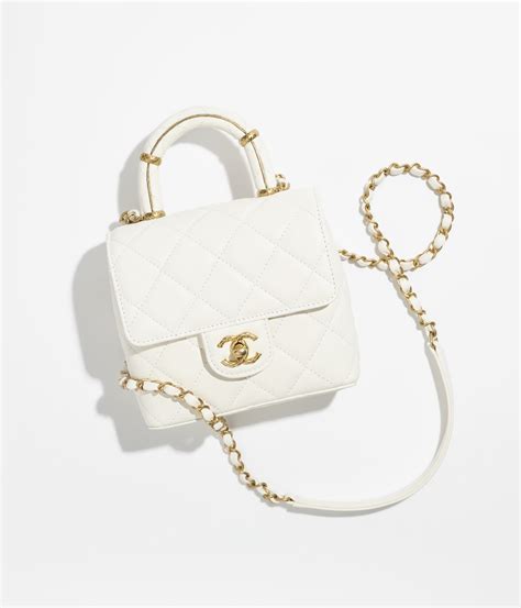 white chanel bag with handle|chanel handbag with top handle.